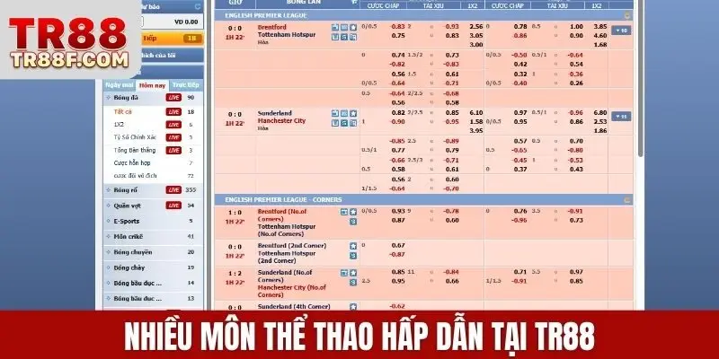 Nhiều môn thể thao hấp dẫn tại TR88